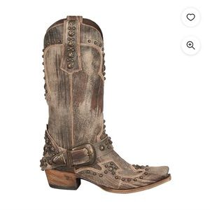 Lane Western Boots Women Your Harness Studded
Distressed Brown LB0225B size 8.5
